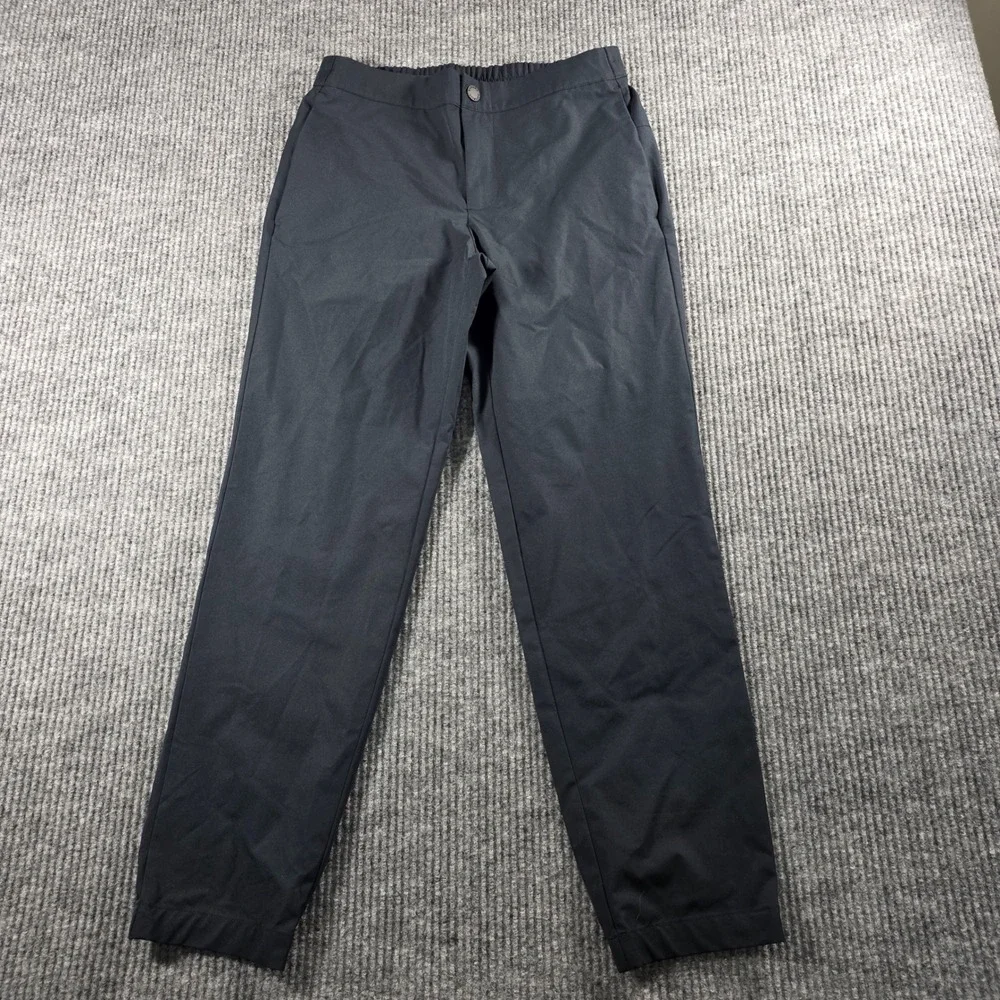 Banana Republic Mens Performance Tech Pants Black Elastic Waist Tapered Size 30